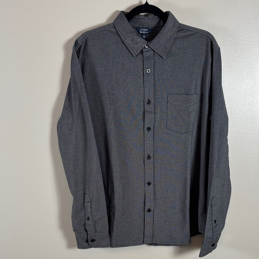 Ben Sherman Men's Long Sleeve Button-Down Shirt in Dark Gray